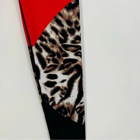 NEW Yelete Womens Active Leggings Workout Black/Red/Leopard Waist Pocket - Picture 5 of 13